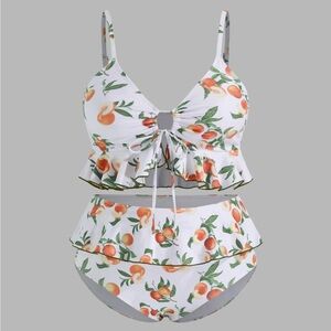 Cider White and Orange Floral Bikini Set